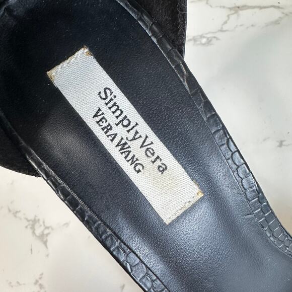 Simply Vera Vera Wang Sandals Black Tan Womens Sz 7 Ankle Strap Heels Dress Shoe - Picture 11 of 12